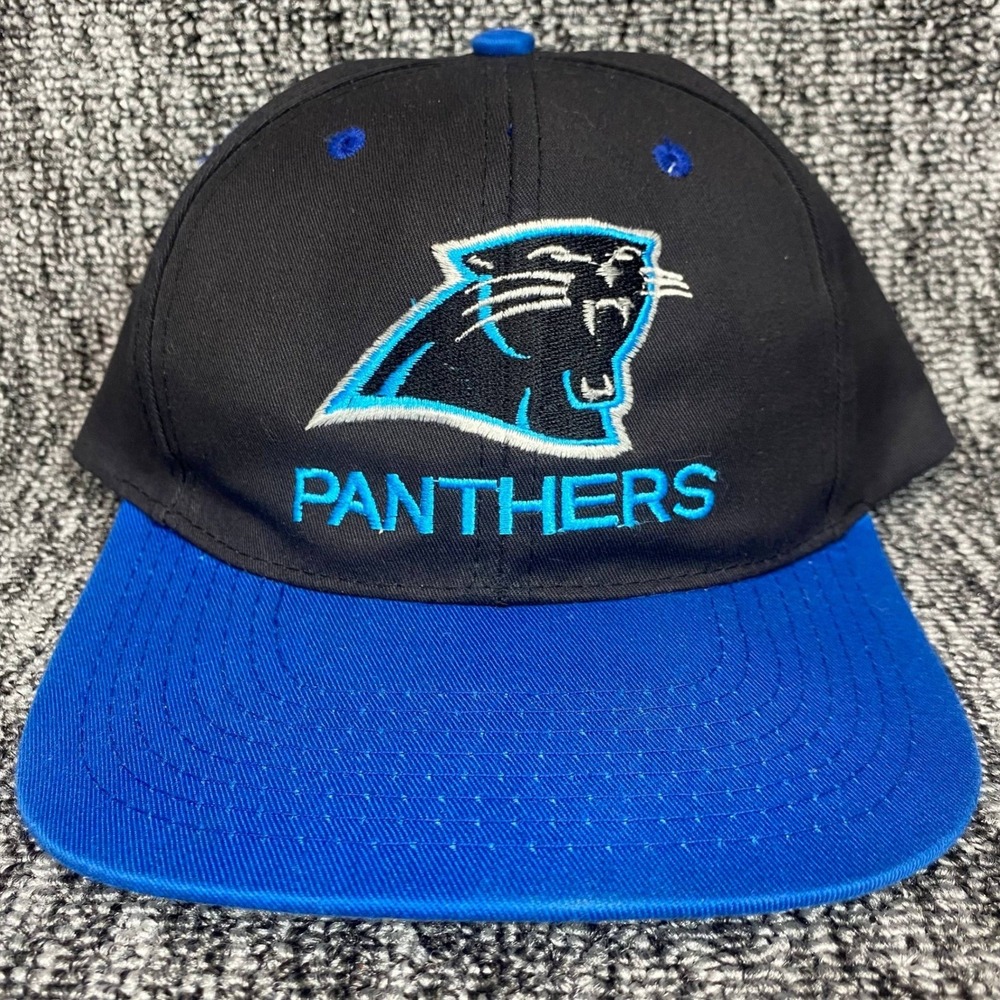 Vintage Carolina Panthers NFL Game Day Snapback Hat Cap Black‎ Blue 90s